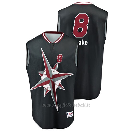 Maglia Baseball Uomo Seattle Mariners Mike Leake Throwback Turn Ahead The Clock Nero